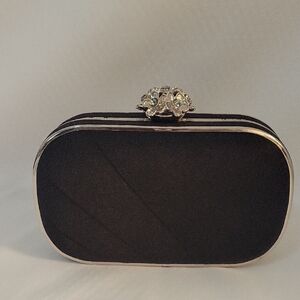 Lulu Townsend Black Satin Box Clutch